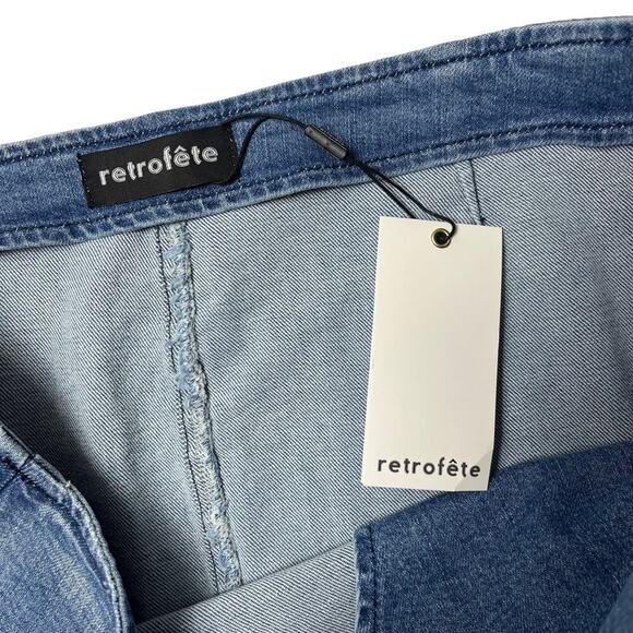 RETROFETE Kayden Denim Micro Mini Skirt Sea Blue Two Button Snap Size XL NEW - Picture 8 of 11